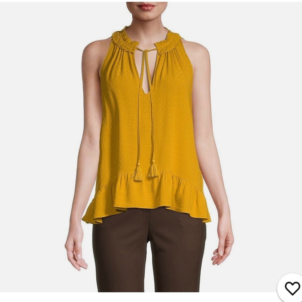 Rami Brook Joni Sleeveless Ruffle Top Sz L